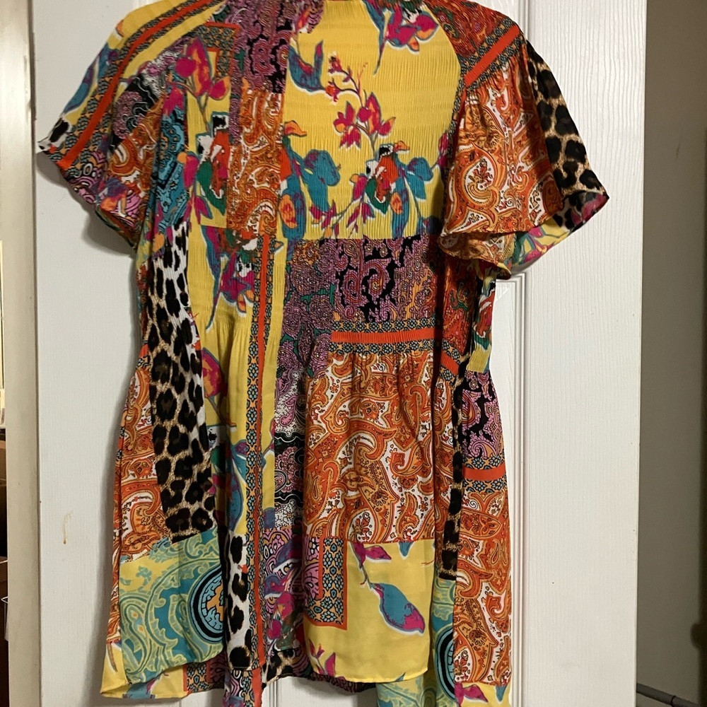 Melissa Paige Multicolor Patchwork Blouse - image 4